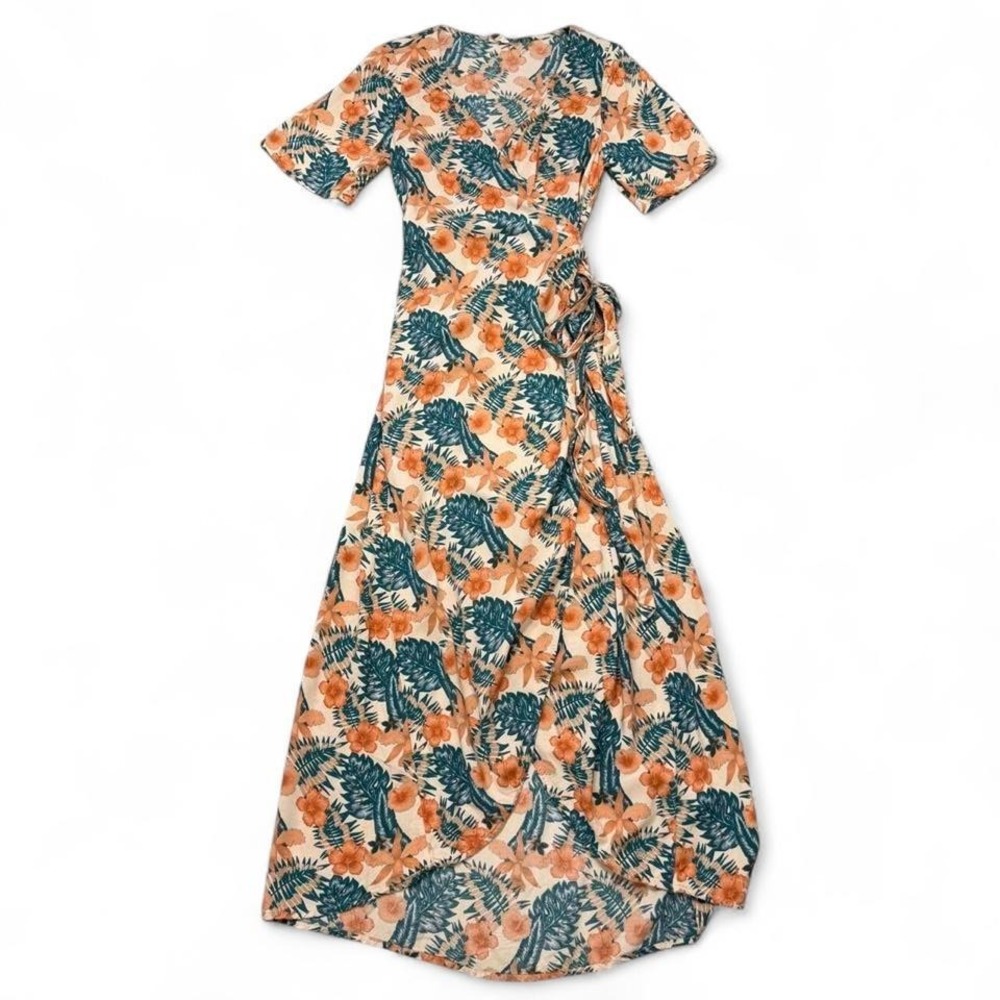 ROXY tropical print maxi dress wrap dress - extra small